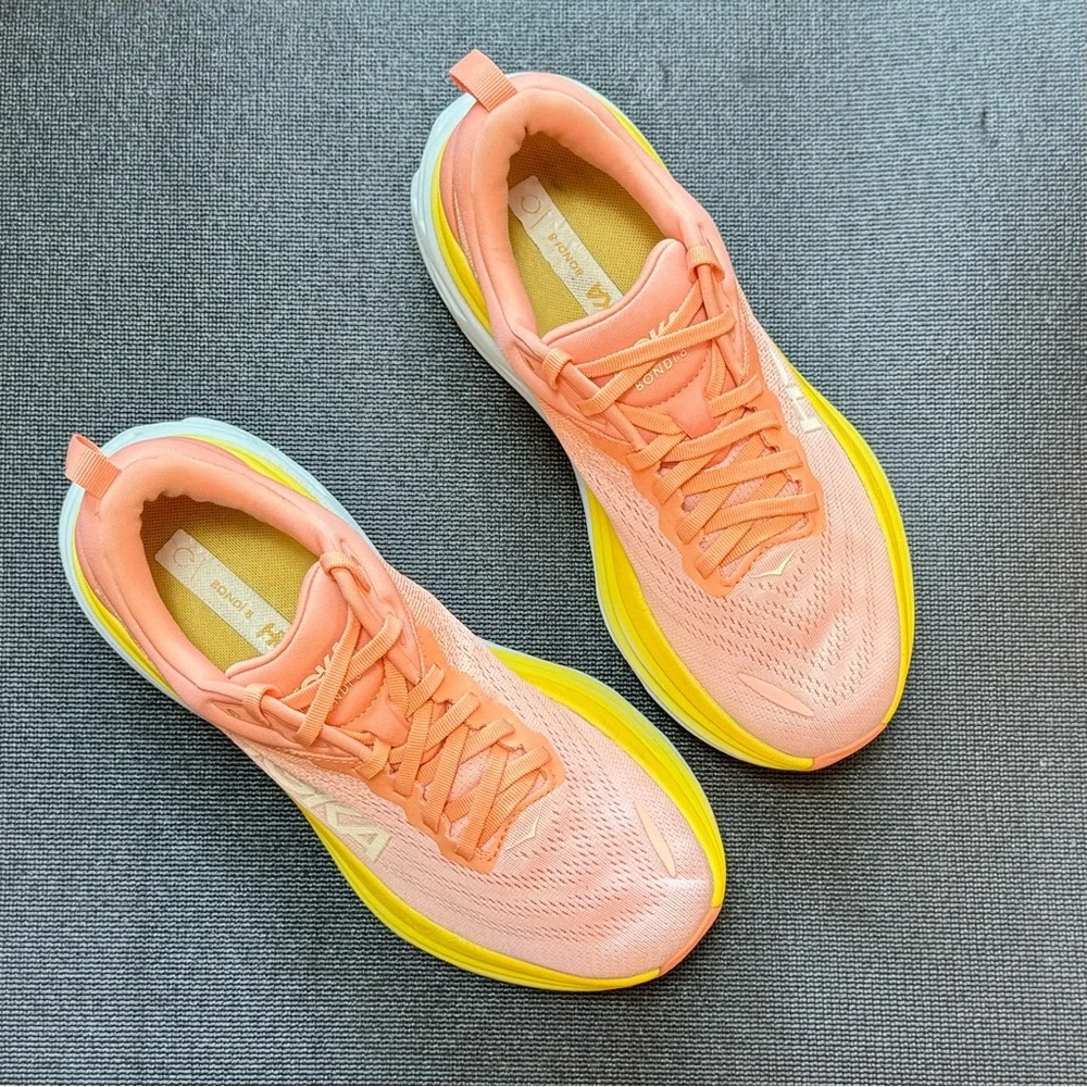 HOKA ONE ONE Bondi 8 Women’s Athletic Running Sneakers Orange and Yellow Sz 9.5 - Picture 9 of 10